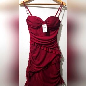 Elegant Red Ruffled Dress